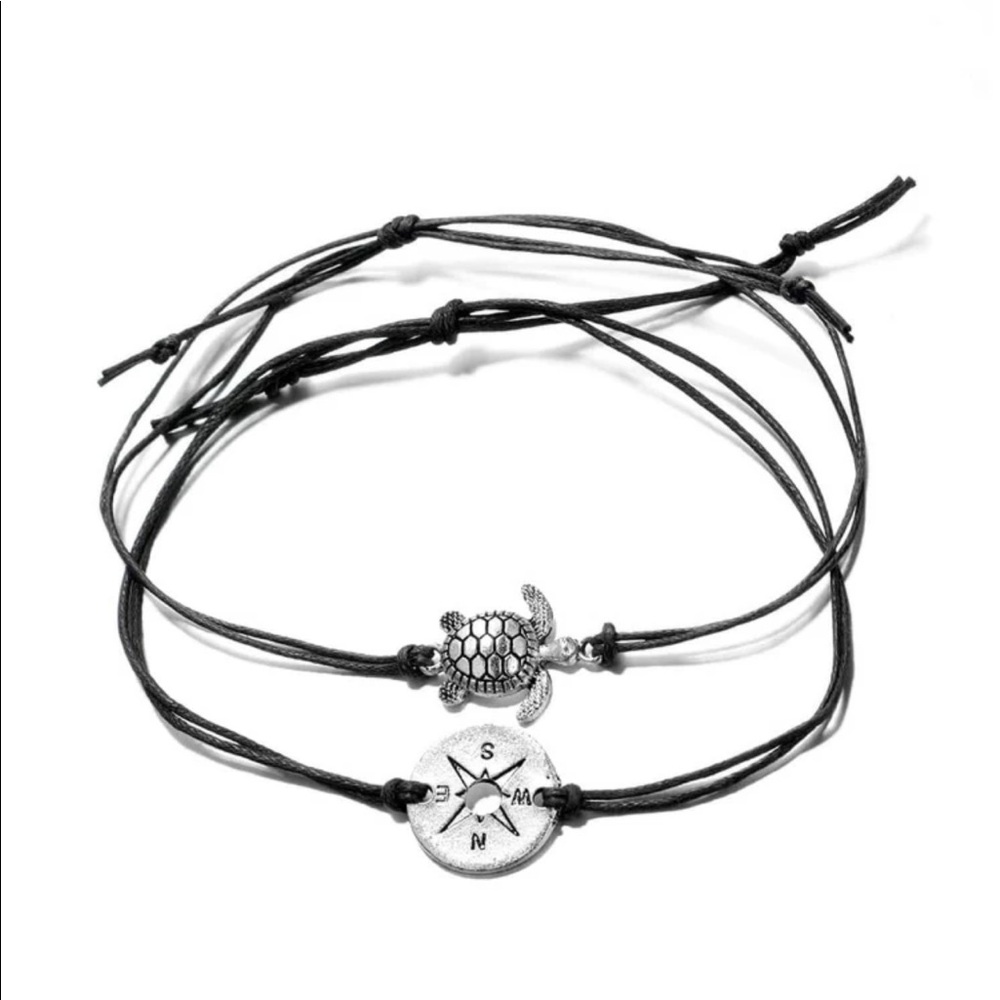 Tortoise Decor Anklet Set 2pcs - Picture 2 of 5